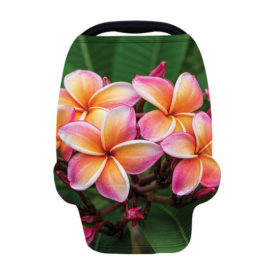 Pink And Yellow Plumeria Flower Print Baby Seat Cover