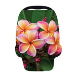 Pink And Yellow Plumeria Flower Print Baby Seat Cover