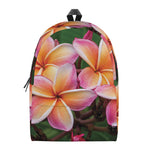 Pink And Yellow Plumeria Flower Print Backpack