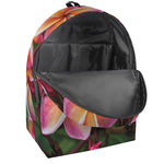 Pink And Yellow Plumeria Flower Print Backpack