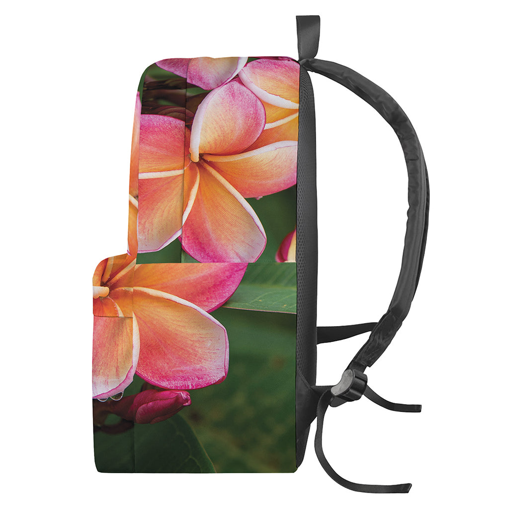 Pink And Yellow Plumeria Flower Print Backpack