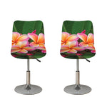 Pink And Yellow Plumeria Flower Print Bar Stool Covers