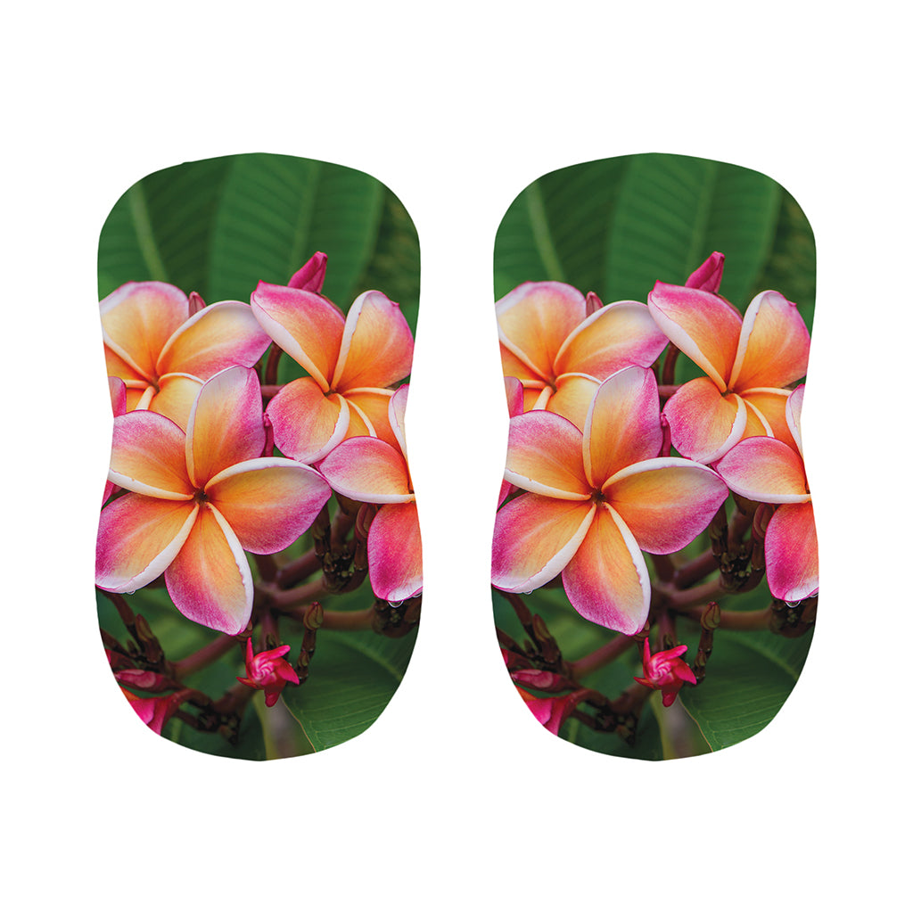 Pink And Yellow Plumeria Flower Print Bar Stool Covers