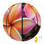 Pink And Yellow Plumeria Flower Print Basketball