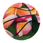 Pink And Yellow Plumeria Flower Print Basketball