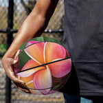 Pink And Yellow Plumeria Flower Print Basketball