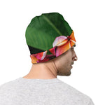 Pink And Yellow Plumeria Flower Print Beanie