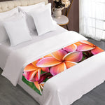 Pink And Yellow Plumeria Flower Print Bed Runner