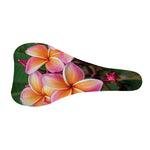 Pink And Yellow Plumeria Flower Print Bicycle Seat Cover