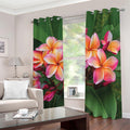 Pink And Yellow Plumeria Flower Print Dimout Grommet Curtains
