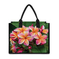 Pink And Yellow Plumeria Flower Print Canvas Tote Bag