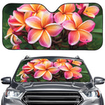 Pink And Yellow Plumeria Flower Print Car Windshield Sun Shade