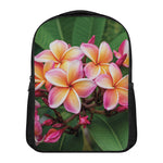 Pink And Yellow Plumeria Flower Print Casual Backpack