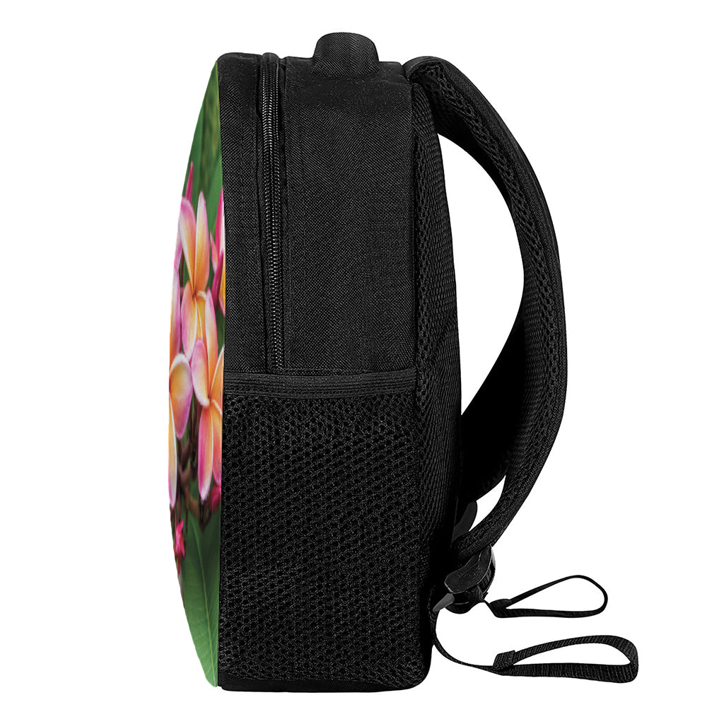 Pink And Yellow Plumeria Flower Print Casual Backpack