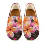 Pink And Yellow Plumeria Flower Print Casual Shoes