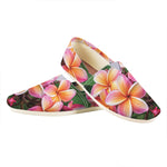 Pink And Yellow Plumeria Flower Print Casual Shoes