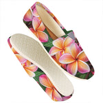 Pink And Yellow Plumeria Flower Print Casual Shoes