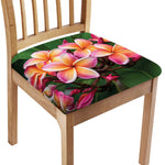 Pink And Yellow Plumeria Flower Print Chair Cushion Cover
