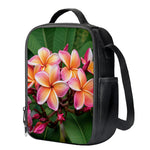 Pink And Yellow Plumeria Flower Print Crossbody Lunch Bag