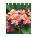 Pink And Yellow Plumeria Flower Print Curtain