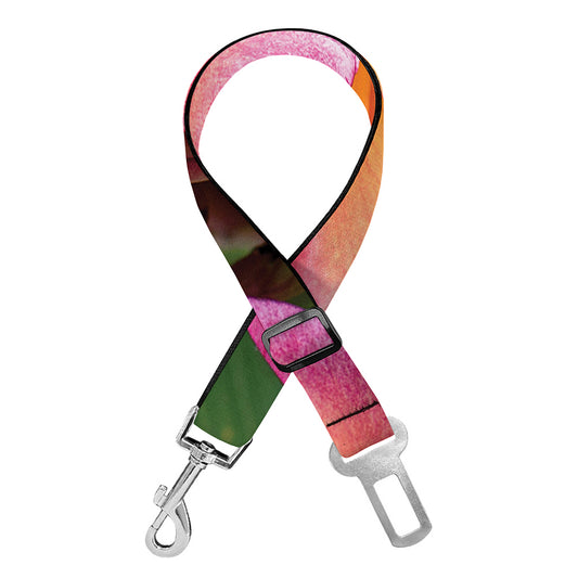Pink And Yellow Plumeria Flower Print Dog Seat Belt