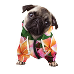 Pink And Yellow Plumeria Flower Print Dog Zip Up Hoodie