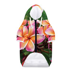 Pink And Yellow Plumeria Flower Print Dog Zip Up Hoodie