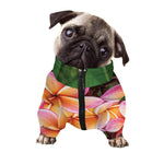 Pink And Yellow Plumeria Flower Print Dog Zip Up Jacket