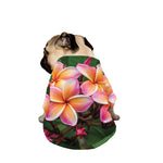 Pink And Yellow Plumeria Flower Print Dog Zip Up Jacket