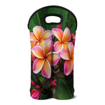 Pink And Yellow Plumeria Flower Print Double Neoprene Wine Tote