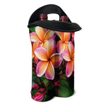 Pink And Yellow Plumeria Flower Print Double Neoprene Wine Tote