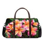 Pink And Yellow Plumeria Flower Print Duffle Bag