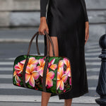 Pink And Yellow Plumeria Flower Print Duffle Bag