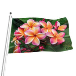 Pink And Yellow Plumeria Flower Print Flag