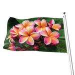 Pink And Yellow Plumeria Flower Print Flag