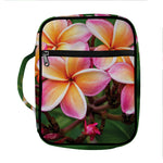 Pink And Yellow Plumeria Flower Print Front Pocket Bible Bag
