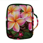 Pink And Yellow Plumeria Flower Print Front Pocket Bible Bag