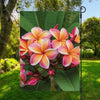 Pink And Yellow Plumeria Flower Print Garden Flag