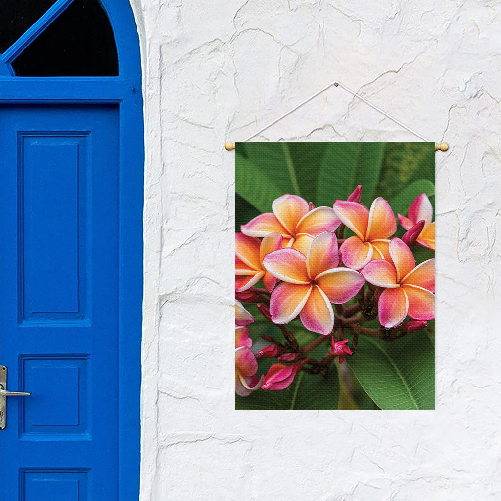 Pink And Yellow Plumeria Flower Print Garden Flag