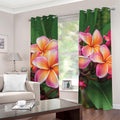 Pink And Yellow Plumeria Flower Print Grommet Curtains