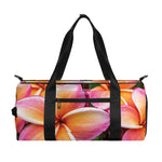 Pink And Yellow Plumeria Flower Print Gym Bag