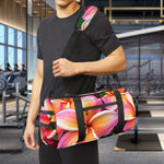 Pink And Yellow Plumeria Flower Print Gym Bag