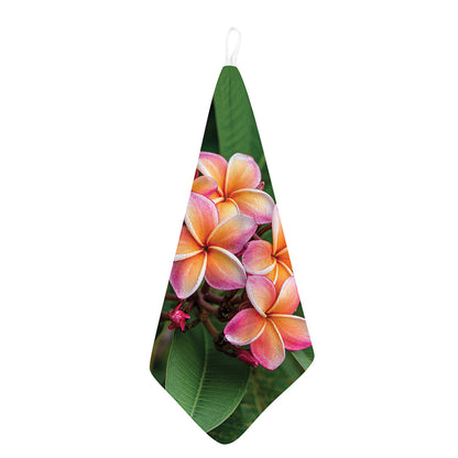 Pink And Yellow Plumeria Flower Print Hand Towel