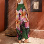 Pink And Yellow Plumeria Flower Print Harem Pants