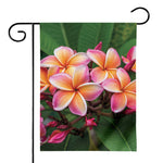 Pink And Yellow Plumeria Flower Print House Flag