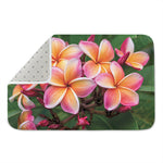 Pink And Yellow Plumeria Flower Print Indoor Door Mat
