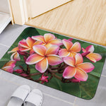Pink And Yellow Plumeria Flower Print Indoor Door Mat
