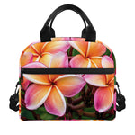 Pink And Yellow Plumeria Flower Print Insulated Lunch Bag