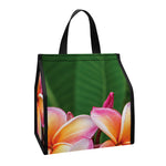 Pink And Yellow Plumeria Flower Print Insulated Lunch Tote