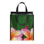 Pink And Yellow Plumeria Flower Print Insulated Lunch Tote